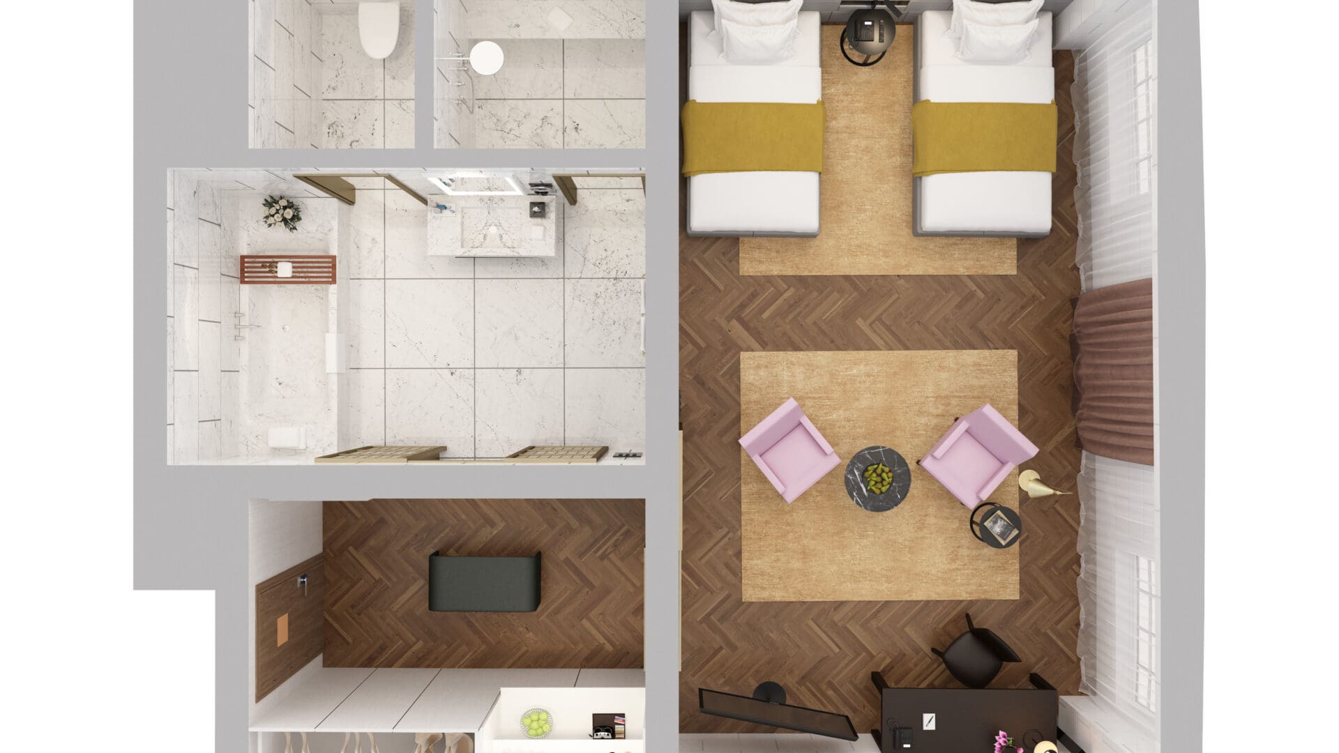 Junior Suite Floor Plan Twin Beds